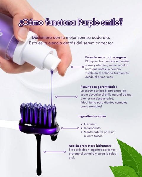 💜 Purple Smile – Espuma Dental Blanqueadora Correctora de Color 💜
